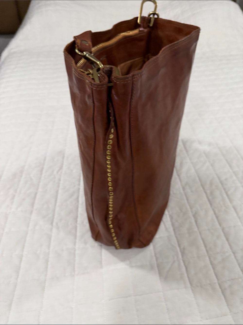 CAMPOMAGGI COGNAC Studded Leather Shoulder Bag - Women - Picture 6 of 9